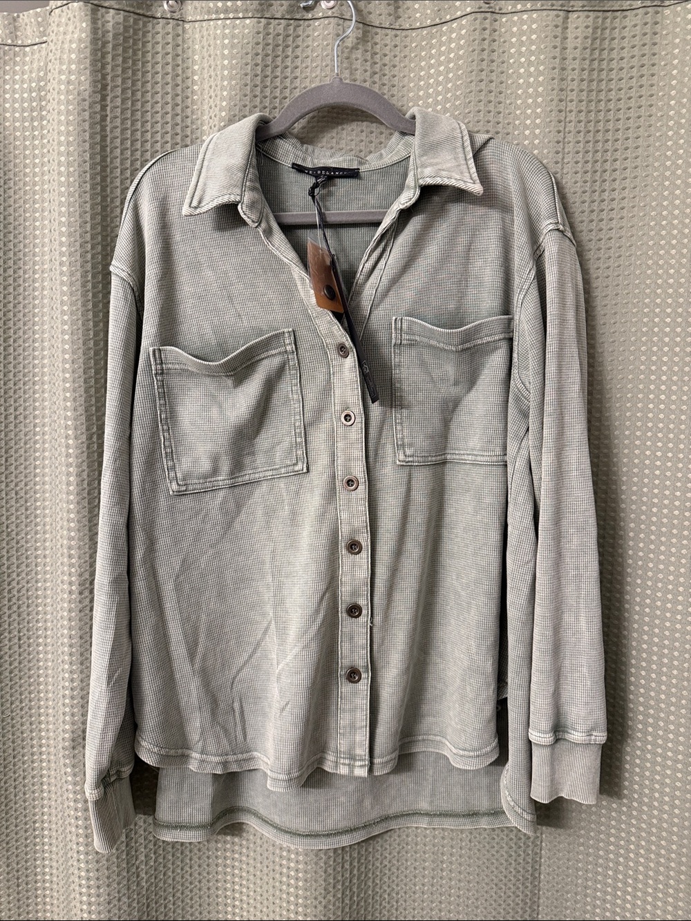 Jane and Delancey Washed Sage Button-Front Utility Shirt
